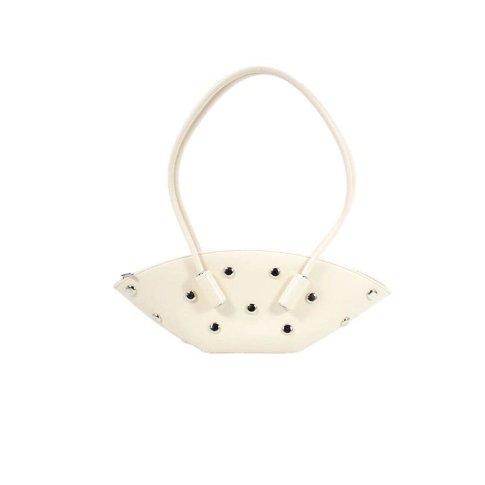 Themoire Womens Faux Leather Studded Detail Shoulder Bag Beige